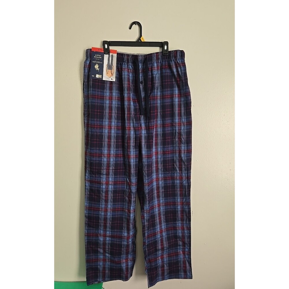 New W/Tag U.S. POLO ASSN. Men's Woven Sleepwear Pant 2XL Blue Plaid